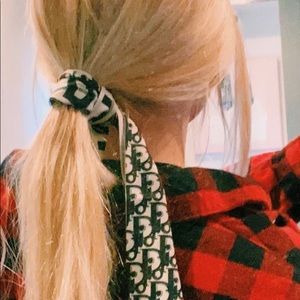 Christian Dior Silk Oblique Mitzah Scarf Blue